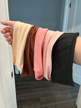 Assorted Stretchy Headbands - Cream, Brown, Pink, Black